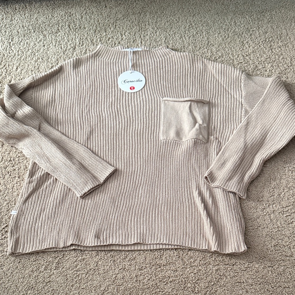 Camelia Women's Tan Sweater - Cowl & Turtleneck